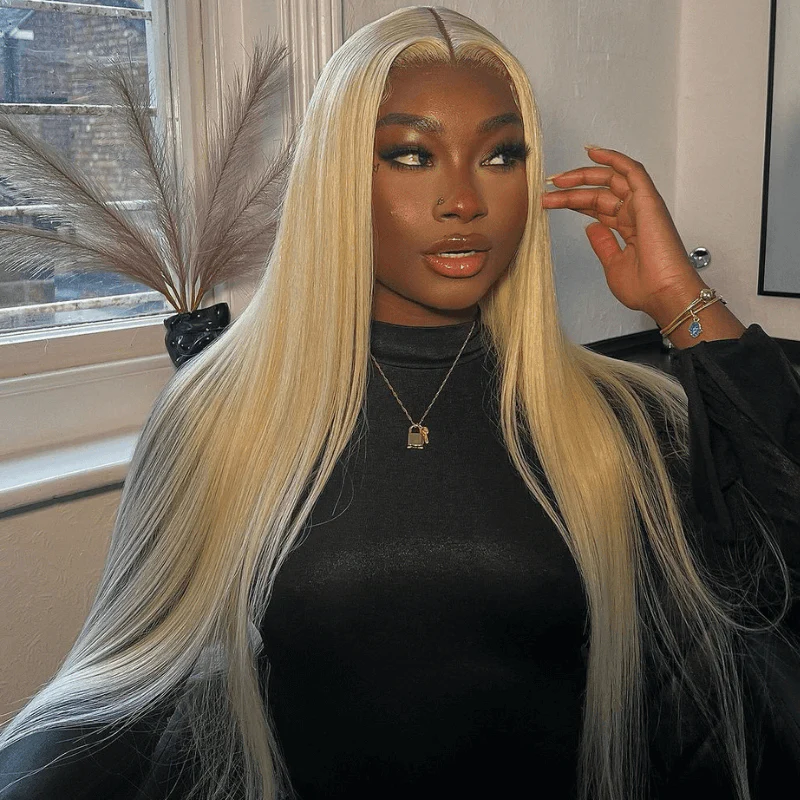200 Density Blonde Color Bone Straight 13x4 Lace Front Human Hair Wigs - Image 5