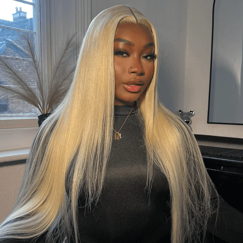 200 Density Blonde Color Bone Straight 13x4 Lace Front Human Hair Wigs - Image 6