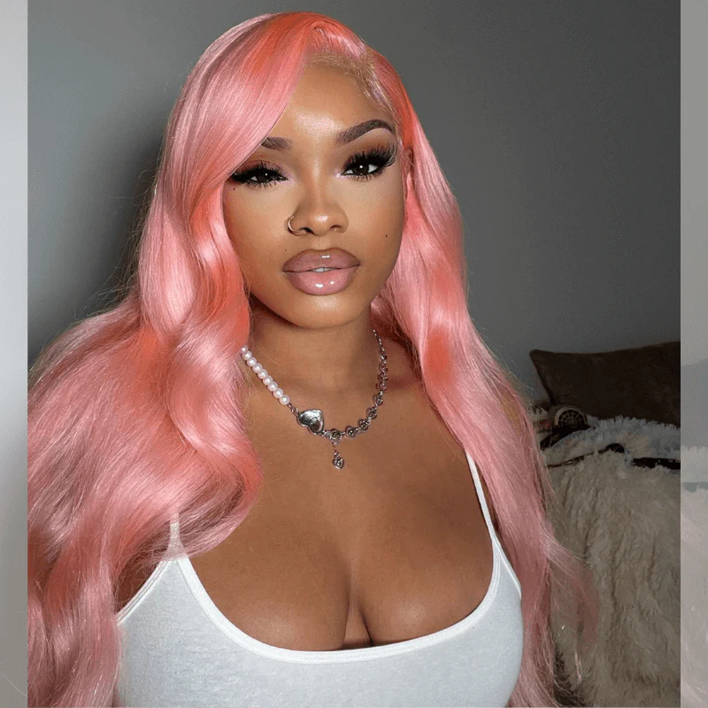 SZC 200 Density Light Pink Body Wave 13x4 HD Lace Front Virgin Hair Wigs - Image 3