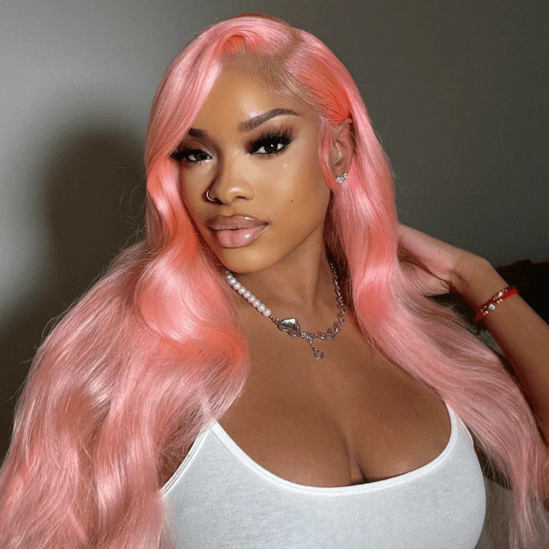SZC 200 Density Light Pink Body Wave 13x4 HD Lace Front Virgin Hair Wigs - Image 5
