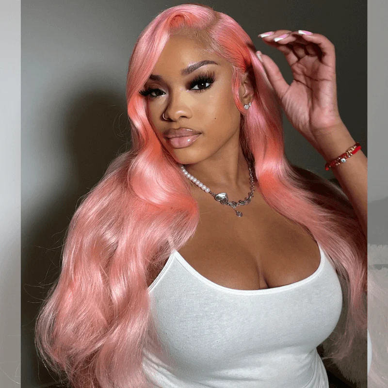 SZC 200 Density Light Pink Body Wave 13x4 HD Lace Front Virgin Hair Wigs - Image 6