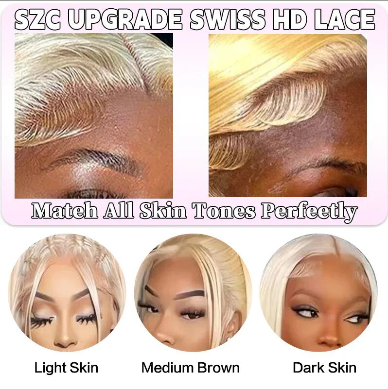 SZC Violet Light Burgundy Purple Lace Front Human Hair Wig 200 Density - Image 7