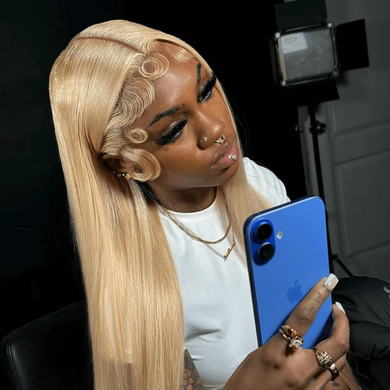 SZC 613 Blonde Straight 200 Density 13x4 Lace Front Human Hair Wigs - Image 5