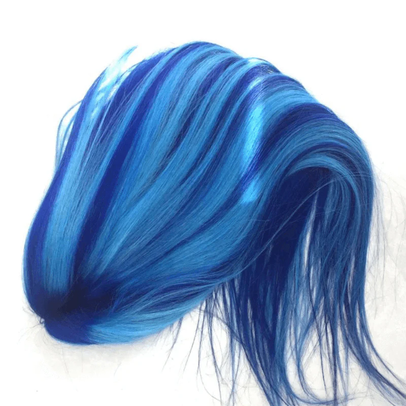 SZC Balayage Dark Light Ocean Blue Money Piece Lace Front Human Hair Wigs - Image 5