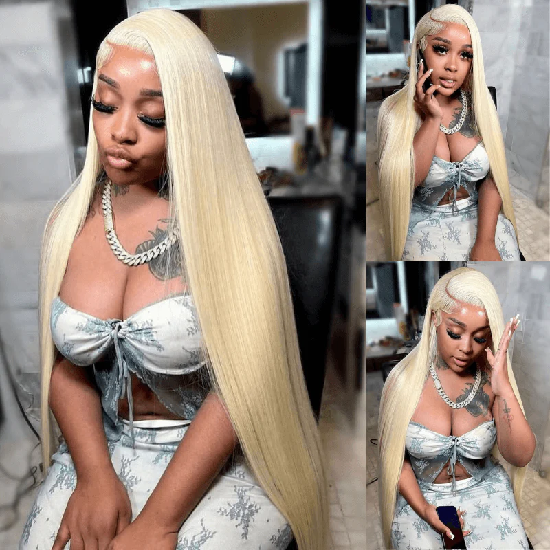 SZC Blonde 613 Deep Curly Wave 13X4 Lace Front Virgin Human Hair Wigs - Image 5