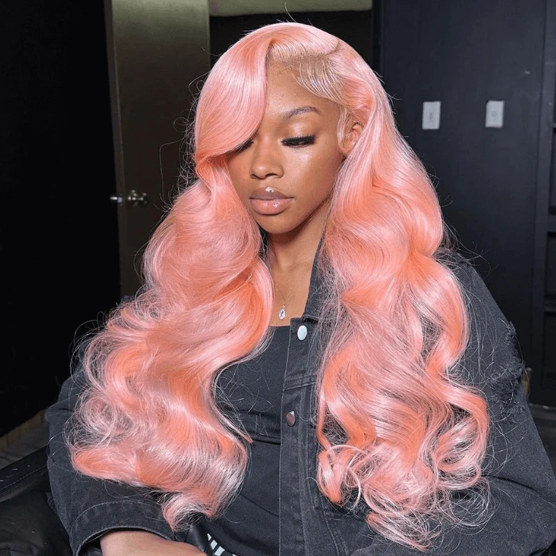 SZC Body Wave Pink Colored 13x4 HD Lace Front Virgin Human Hair Wigs - Image 3