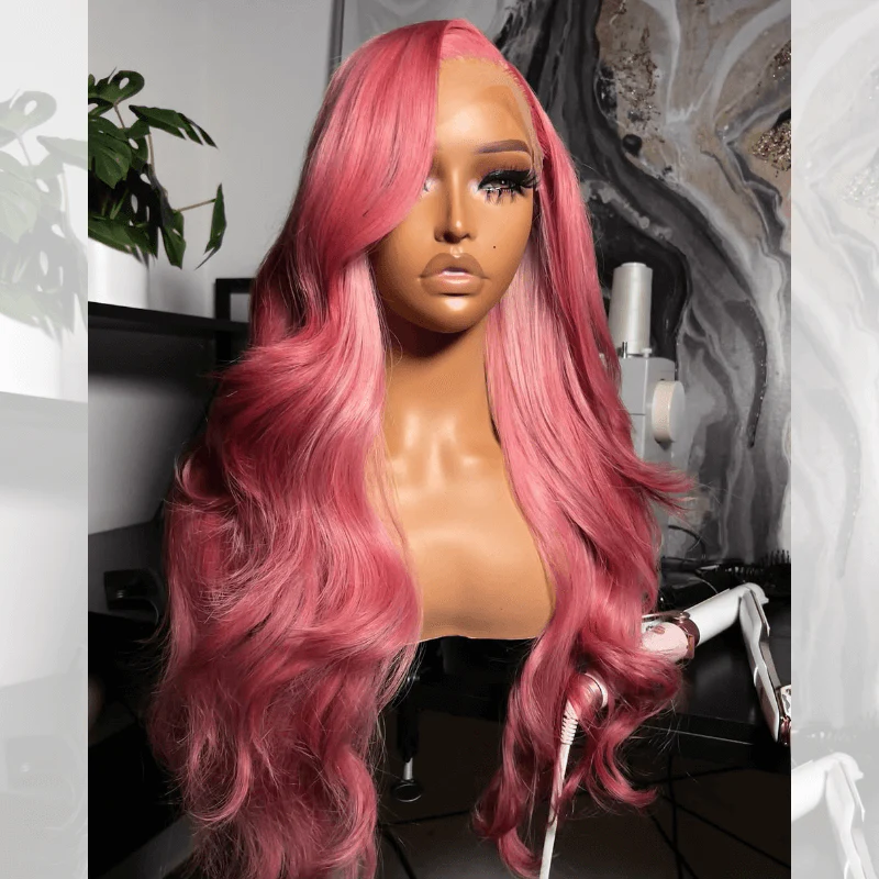 SZC Deep Pinkish Purple Body Wave 13X4 HD Lace Front Body Wave Hair Wig - Image 3