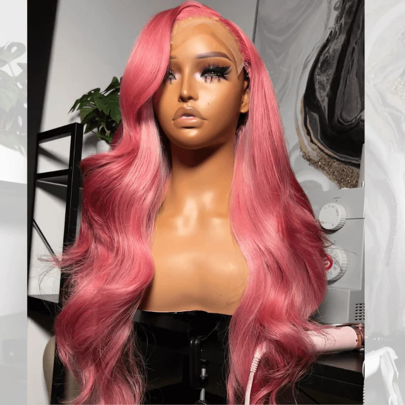 SZC Deep Pinkish Purple Body Wave 13X4 HD Lace Front Body Wave Hair Wig - Image 4