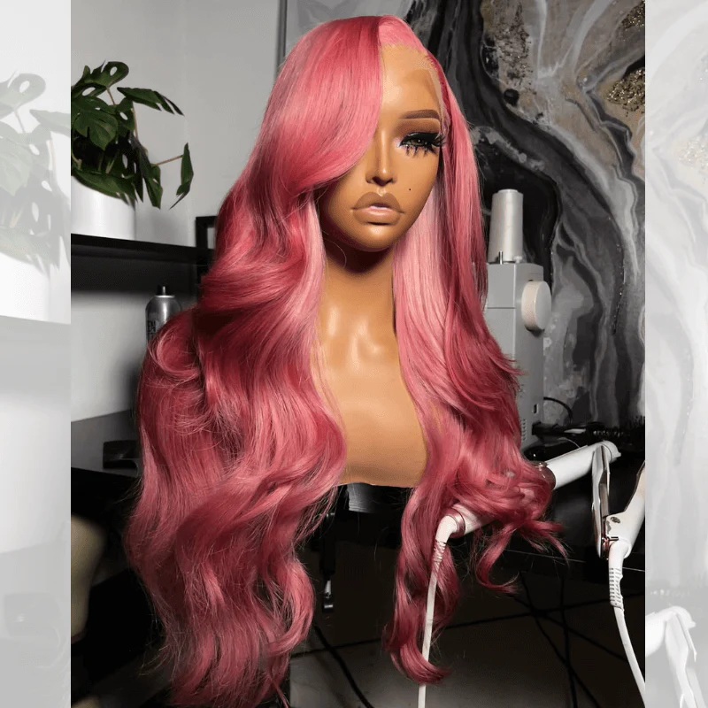 SZC Deep Pinkish Purple Body Wave 13X4 HD Lace Front Body Wave Hair Wig - Image 5