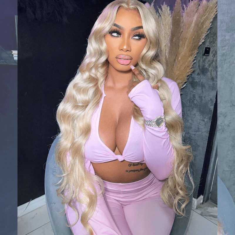 SZC Long 613 Blonde Body Wave 200 Density Lace Front Human Hair Wig - Image 3