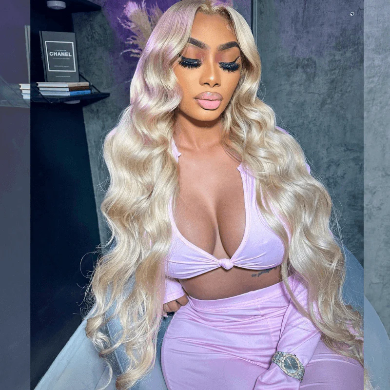 SZC Long 613 Blonde Body Wave 200 Density Lace Front Human Hair Wig - Image 4