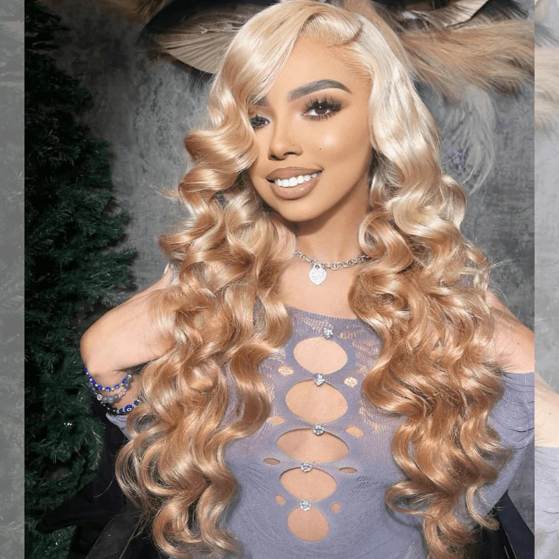 SZC Ombre Platinum Blonde Light Brown 13x4 HD Lace Front Human Hair Wigs - Image 5