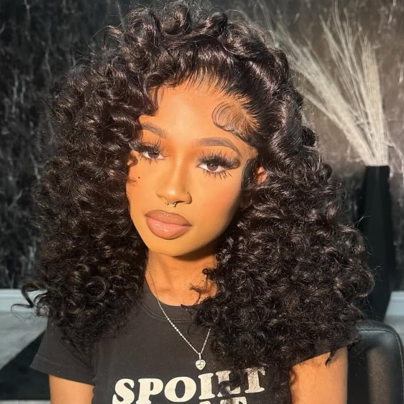 SZC Voluminous Tight Curly 13x4 Lace Front Human Hair Wig 250 300 Density - Image 3
