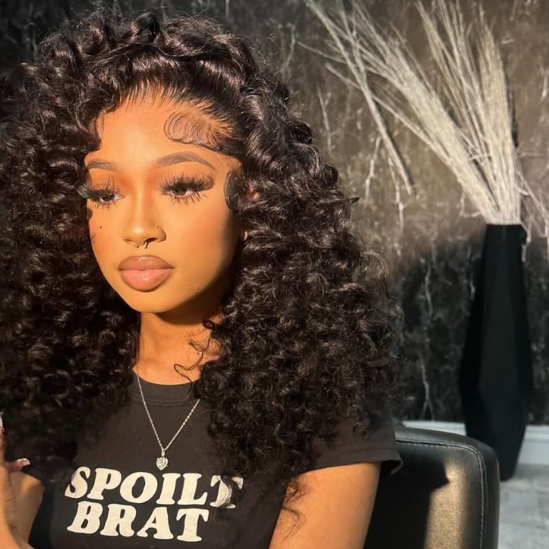 SZC Voluminous Tight Curly 13x4 Lace Front Human Hair Wig 250 300 Density - Image 4