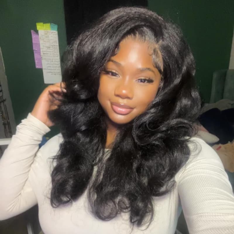 SZC Yaki Natural Loose Wave 13x4 Lace Front Human Hair Wig 300 Density - Image 4